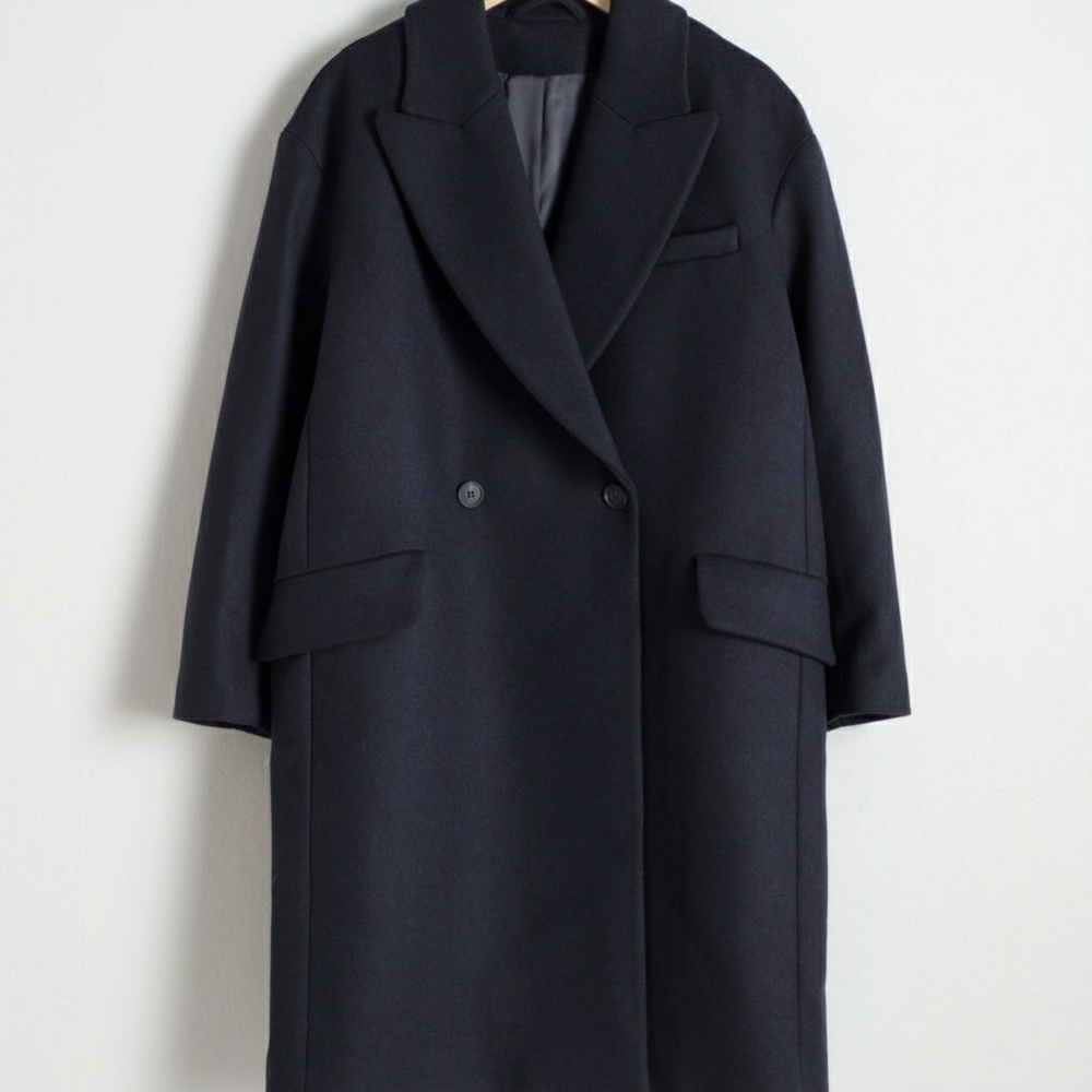 & Other Stories NWT Navy Blue Blazer Wool Coat